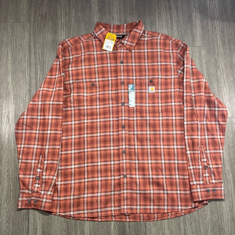 New Carhartt Mens Rugged Flex Relaxed Lightweight Flannel Long Sleeve Shirt XL